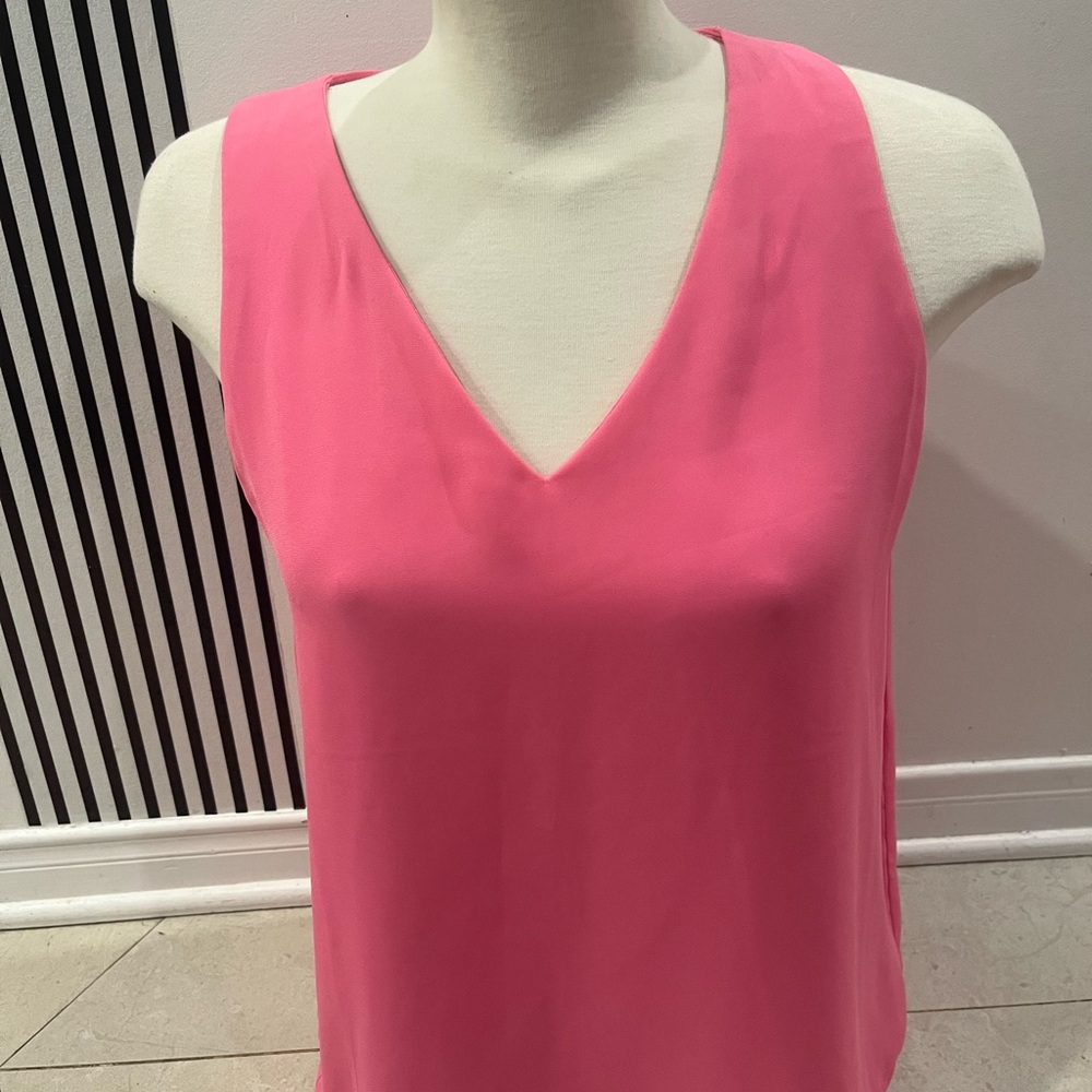 Pink Sleeveless V-Neck Women's Top